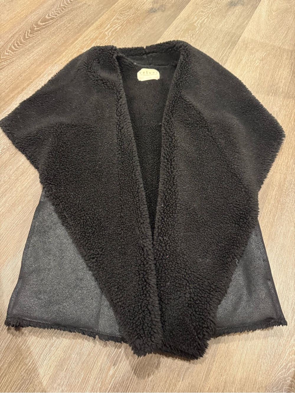 Velvet by Graham & Spencer Black Faux Shearling Open Vest